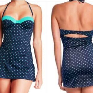 NEW 14 SPANX PLUS POLKA DOT BEACH SWIM BIKINI UNDERWIRE DRESS RETRO XL 1X NWT